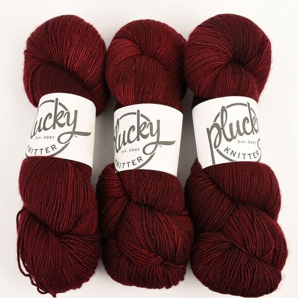 Plucky Knitter Primo Fingering Yarn 3 Skein Lot Merino Cashmere Color Barn Door